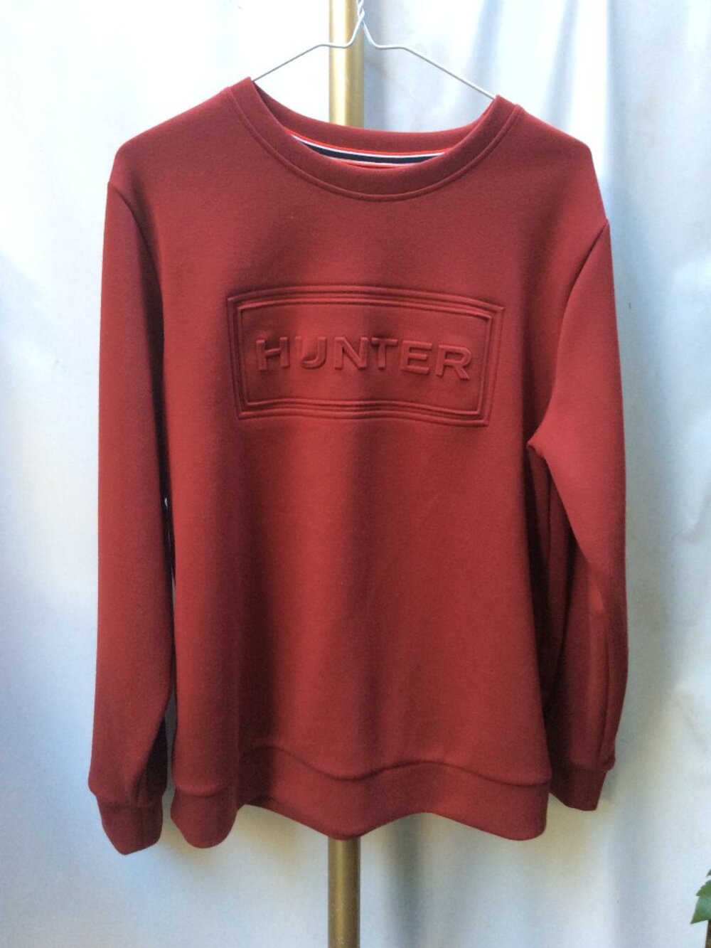 Hunter Embossed Logo Crewneck Sweatshirt Red Size L